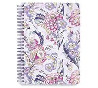 Vera Bradley Pink/Purple Floral Mini Spiral Notebook, 8.25" x 6.25" with Pocket and 160 Lined Pages, Hummingbird Park