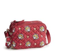 Vera Bradley Premium Cotton Small Stadium Crossbody Bag, Bandolera para Mujer, Bandana de Cachemira Rojo y Amarillo Granate