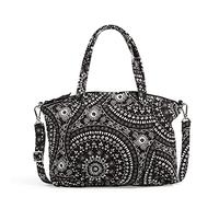 Vera Bradley Schultertasche aus Baumwolle, Plissiert, Mehrere Riemen, Bolso de Mujeres, Medallón Bandana Negra, Talla única