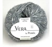 Vera by Permin - Hilo para todo el año de Chainette, Baby Alpaca y Algodón (125 m/50 g) (08 gris moteado)