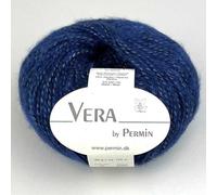 Vera by Permin - Hilo para todo el año de Chainette, Baby Alpaca y Algodón (125 m/50 g) (11 Azul Real)