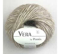 Vera by Permin - Hilo para todo el año de Chainette, Baby Alpaca y Algodón (125 m/50 g) (18 arena)