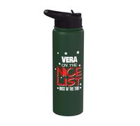 Vera On The Nice List Funny Christmas Vera Nombre Stainless Steel Insulated Water Bottle