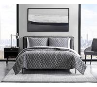 Vera Wang | Juego de edredón, Terciopelo Suave y Lujoso, Ropa de Cama Reversible y Ligera con Fundas a Juego, poliéster, carbón, tamaño Queen