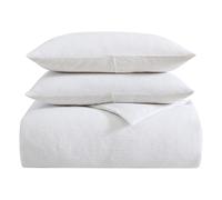 Vera Wang - Juego de Funda de edredón King, Ropa de Cama de algodón de Lujo con Cierre de botón, Incluye Fundas a Juego (Plisados texturizados Blanco, King)