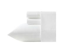 Vera Wang - Juego de sábanas Queen, 100% algodón Egipcio de percal con una sensación Suave y nítida, Bolsillos Profundos, Ropa de Cama con sábana Bajera y Fundas de Almohada a Juego (Beige)