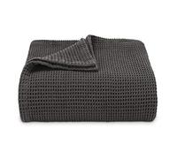 Vera Wang - Manta King, Ropa de Cama de algodón de Lujo, Esencial súper Suave con Punto gofre (Tejido gofre Gris carbón, King)