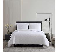 Vera Wang - Queen Duvet Cover Set, Soft Reversible Bedding Set with Matching Shams, Chic Room Essentials (Double Diamond White, Queen)