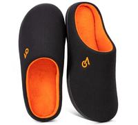 VeraCosy Hombre Zapatillas casa de espuma con memoria de dos tonos Negro Naranja, 46/47 EU