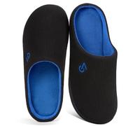 VeraCosy Hombre Zapatillas casa de espuma con memoria de dos tonos Negro Zafiro Azul, 46/47 EU