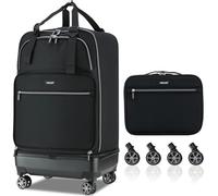 Verage Equipaje Extensible extraíble con Ruedas giratorias, Black, Checked-In Pro (24-Inch Expands into 28-Inch), Maletas Plegables y expandibles