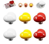 VERAMY Love Heart Toilet Button,Love Heart Shaped Toilet Tank Button, Adhesive Love Heart Shape Handle,Portable Handle Toilet Press Tool Bathroom Accessory(6Pcs)