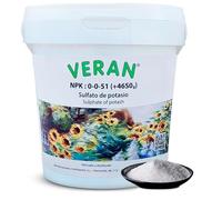 VERAN | Fertilizante Plantas de Flor, Jardin, Huerto y Acuario | NPK 0-0-51 | 1 Kg | Hidrosoluble | Fertilizante Plantas Acuario | Abono Rico en Potasio | Consigue Frutas más Grandes y Sabrosas