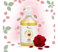 Verana Aceite de Masaje Rosa, Natural, Para el Cuerpo, Todo tipo de Pieles, Antiestrés, Anticelulítico, Antienvejecimiento, Contra las Estrías, Relajante, Aromaterapia (500ml)