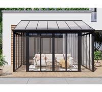 Veranda de aluminio y policarbonato con protección UV - 12 m² - antracita - MATHILDA
