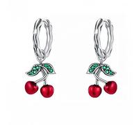 Verano 100% aretes de caída de cereza dulce para mujeres Joyas de esmalte rojo