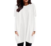 Verano 2026 Categoría de producto Mujeres Invierno Cómodo Cuello Redondo Manga Larga Camisa Larga Bolsa Top Manga Puff Print Top Top, Blanco, XXL