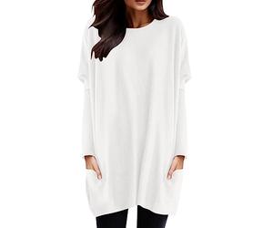 Verano 2026 Categoría de producto Mujeres Invierno Cómodo Cuello Redondo Manga Larga Camisa Larga Bolsa Top Manga Puff Print Top Top, Blanco, XXL