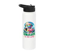 Verano - Beach Is My Life: Flamenco adorable Stainless Steel Insulated Water Bottle