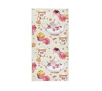Verano Café Pastel Toallas de Mano Tetera Taza de té Flores Decoración Cocina Plato Toalla Baño Toallita 30 x 15 Pulgadas para Playa Invitado Hotel SPA Gimnasio Deporte Yoga Hogar