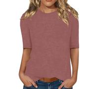 Verano Camisetas para Mujer - Camiseta Cuello Redondo Mujer Tops Chic Blusa Simple T Camisa Manga Corta Camiseta Loose Top Juventud T-shirt Les Oisirs al Aire Libre Camisa Diario Camiseta, rosa