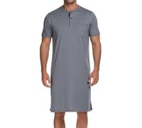 Verano Camisón de manga corta para hombre con botones (L)