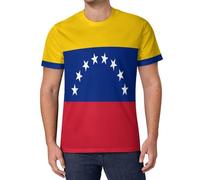 Verano Casual Hombre: Camiseta Patriótica Bandera De Venezuela De Manga Corta, Ligera Y Transpirable, Y Bandera Nacional, Estilo Relajado Y Cómoda para Fiesta O Celebración Patriótica