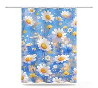 Verano Cortina de Ducha 150x200, Tela Poliéster Impermeable con 12 Ganchos, Secado Rápido Cortinas de Baño Lavables, Shower Curtain Resistente a Humedad, Decoracion Hogar Azul Cortina Ducha, Model619