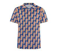 Verano Creative Food Hombres Hot Dog Meat Pizza 3D Impreso Botón Polo Manga Corta Solapa Golf Tenis Polo Camisetas Moda Retro Distressed Top