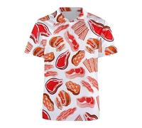 Verano Creative Food Hombres Hot Dog Meat Pizza 3D Impreso Botón Polo Manga Corta Solapa Golf Tenis Polo Camisetas Moda Retro Distressed Top