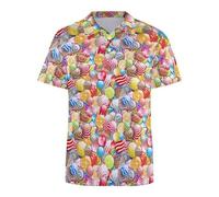 Verano Creative Food Hombres Hot Dog Meat Pizza 3D Impreso Botón Polo Manga Corta Solapa Golf Tenis Polo Camisetas Moda Retro Distressed Top