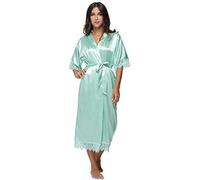 Verano Encaje Patchwork Kimono Bata Sexy Ropa De Dormir Lencería Chemises Mujeres Seda Camisón Largo Batas,A,SG