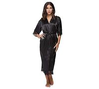 Verano Encaje Patchwork Kimono Bata Sexy Ropa De Dormir Lencería Chemises Mujeres Seda Camisón Largo Batas,A,SG