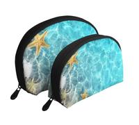 Verano Estrella De Mar Concha Playa Mar, Bolsa de Maquillaje de Concha, Monedero pequeño para Mujer, Bolsa de artículos de tocador, Bolsa de cosméticos, 2 Piezas