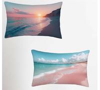 Verano Funda Cojin 40x70 Juego de 2, Playa Rectangular Funda Almohada 40x70cm con Cremallera Oculta, Impermeable Lino Fundas Cojines, Fundas de Cojines para Sofá Cama Silla o Jardín Regalo 7-1785