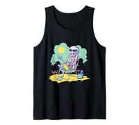 Verano Halloween Esqueleto Playa Sol Verano Vibes Camiseta sin Mangas