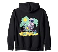 Verano Halloween Esqueleto Playa Sol Verano Vibes Sudadera con Capucha