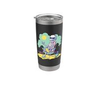 Verano Halloween Esqueleto Playa Sol Verano Vibes Vaso térmico de acero inoxidable de doble pared