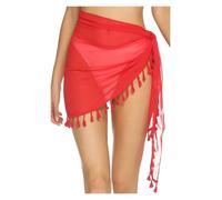 Verano Mujer Sólido Pareo Sheer Gasa Bikini Encubrimiento | Falda corta, abrigo de playa, funda de traje de baño