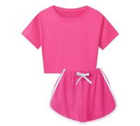 Verano niños niños niñas manga corta camiseta Top blusa y pantalones cortos conjunto Casual de dos piezas Traje Bicicleta Mujer Traje Novio De Boda