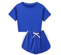 Verano niños niños niñas manga corta camiseta Top blusa y pantalones cortos conjunto Casual de dos piezas Traje Bicicleta Mujer
