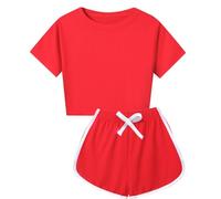 Verano niños niños niñas manga corta camiseta Top blusa y pantalones cortos conjunto Casual de dos piezas Traje Bicicleta Mujer