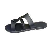 Verano nueva Europa y Estados Unidos gran tamaño una línea turística estilo playa moda sandalias planas para mujer zapatos de mujer plataforma, Negro , 37 EU