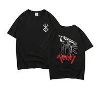 Verano Nuevo Berserk Guts Top Berserk Guts Color Sólido Camisetas Manga Corta Anime Disfraz Black Swordsman Guts Camiseta