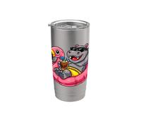 Verano Playa Piscina Fiesta Hipopótamo Inflable Flamenco Vaso térmico de acero inoxidable de doble pared