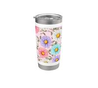 Verano Primavera Margaritas Flores Flores Rosa Patrón Vaso térmico de acero inoxidable de doble pared