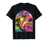 Verano Rosa Flamingo Gafas de Sol Playa Tropical Retro Camiseta