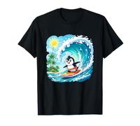 Verano Surf Pingüino Montando Gran Ola del Camiseta