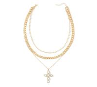 Verano tendencia Cruz collar luz lujo nicho diamante incrustaciones colgante personalizado capas de alta gama suéter cadena