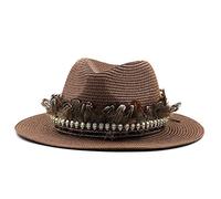 Verano Vacaciones Junto al mar Sombrero de Copa Sombrero de Paja de protección Solar de Playa, marrón, M56-58cm